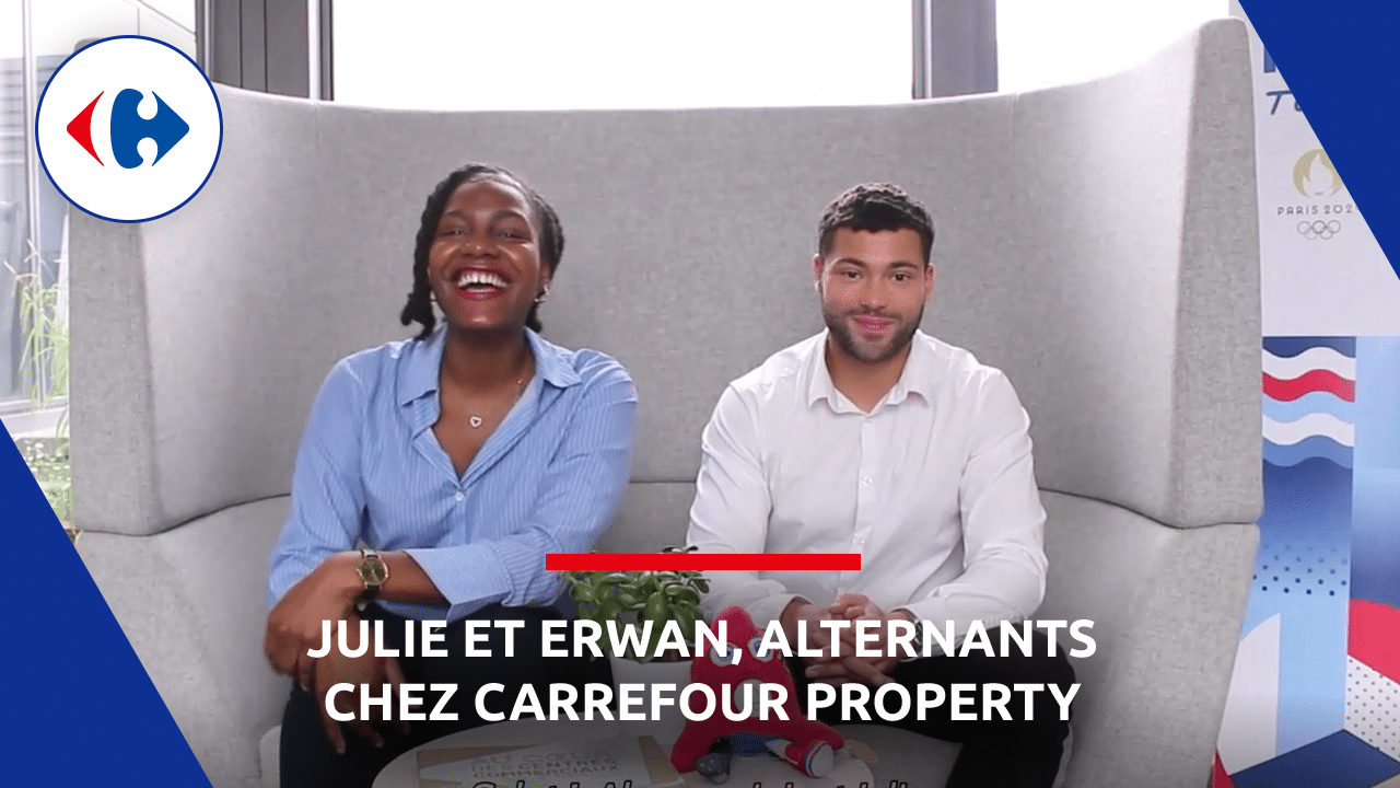 Image de couverture d'une interview de Juliet et Erwan, deux alternants chez Carrefour Property
