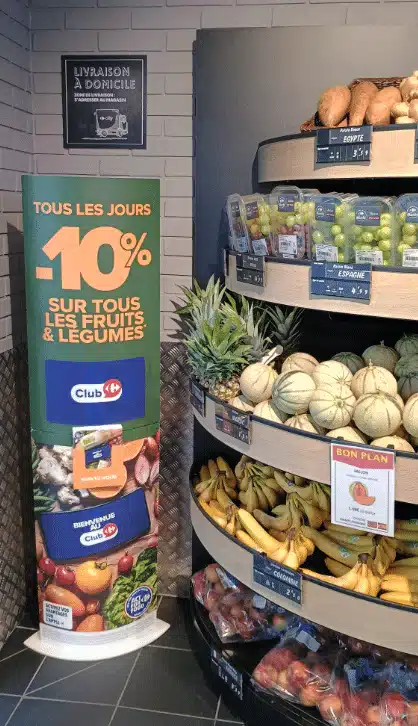 Rayon Fruits d'un magasin Carrefour Express à Falck