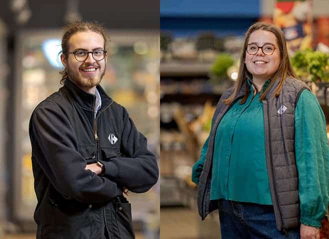 Visuel : deux collaborateurs Carrefour issus du parcours futurs entrepreneurs