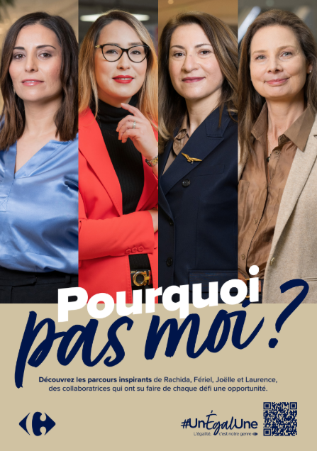 Photo de la campagne rôle model Femme "Pourquoi pas moi" avec la mise en avant de 4 femmes